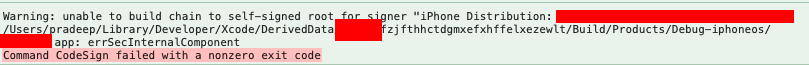 ios Xcode 11 Self signed root for signer Stack Overflow