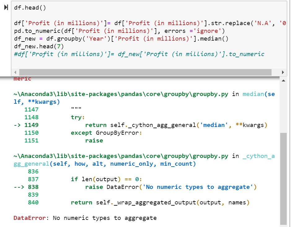 python Pandas DataError No numeric types to aggregate Stack Overflow