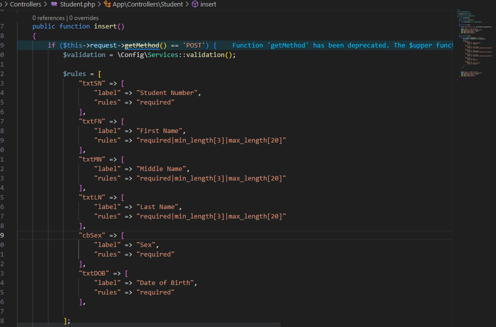 php Why is getMethod deprecated and how do I fix it in CodeIgniter