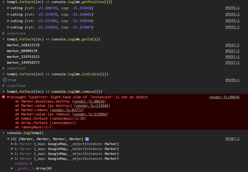 Can't remove markers Ionic cordova google maps plugin Stack Overflow