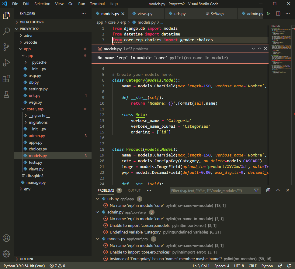python ¿Solución problema pylint(nonameinmodule) / pylint(importerror)? Visual Studio Code