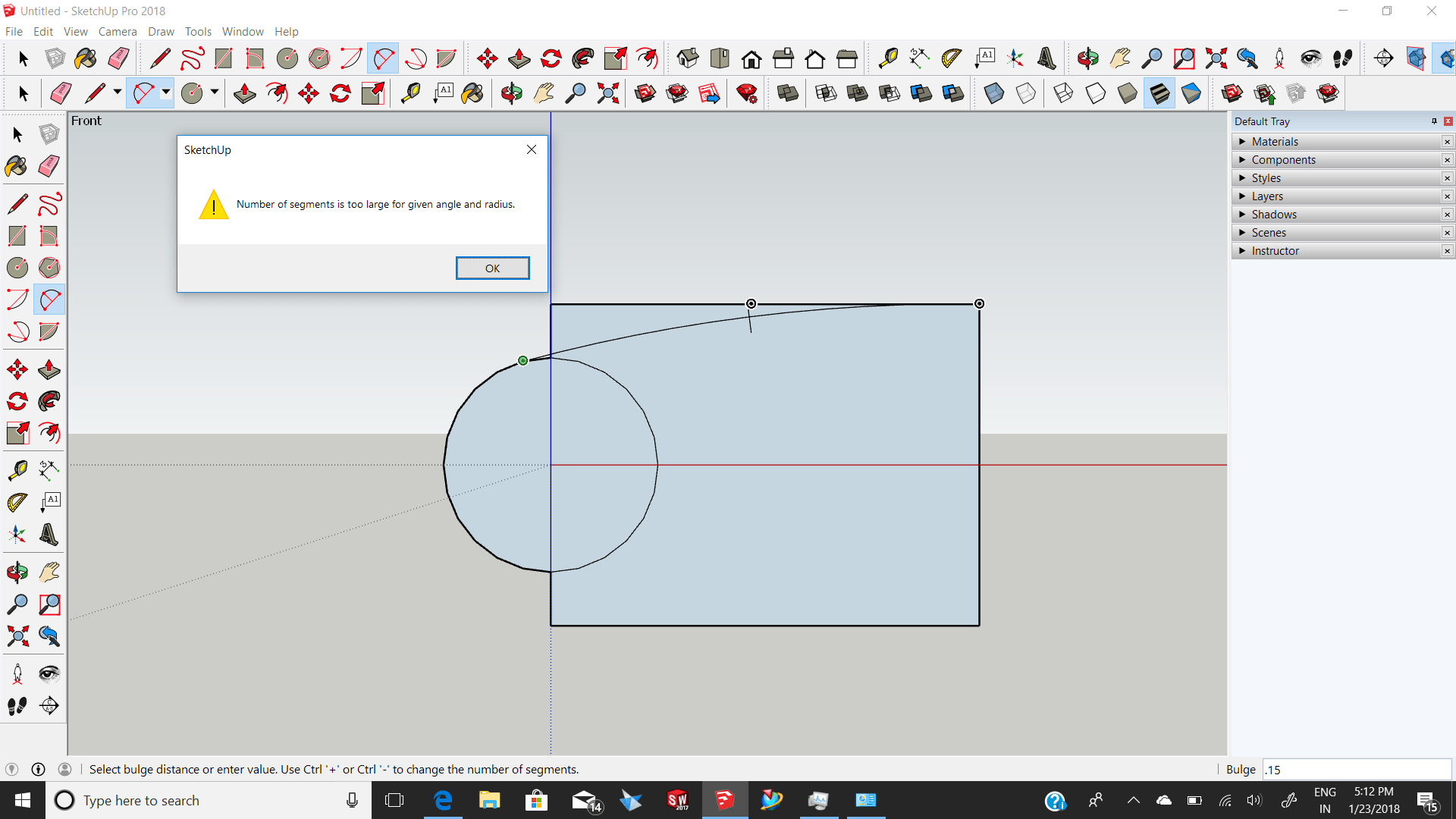 Number of segments is too large for given angle and radius как исправить