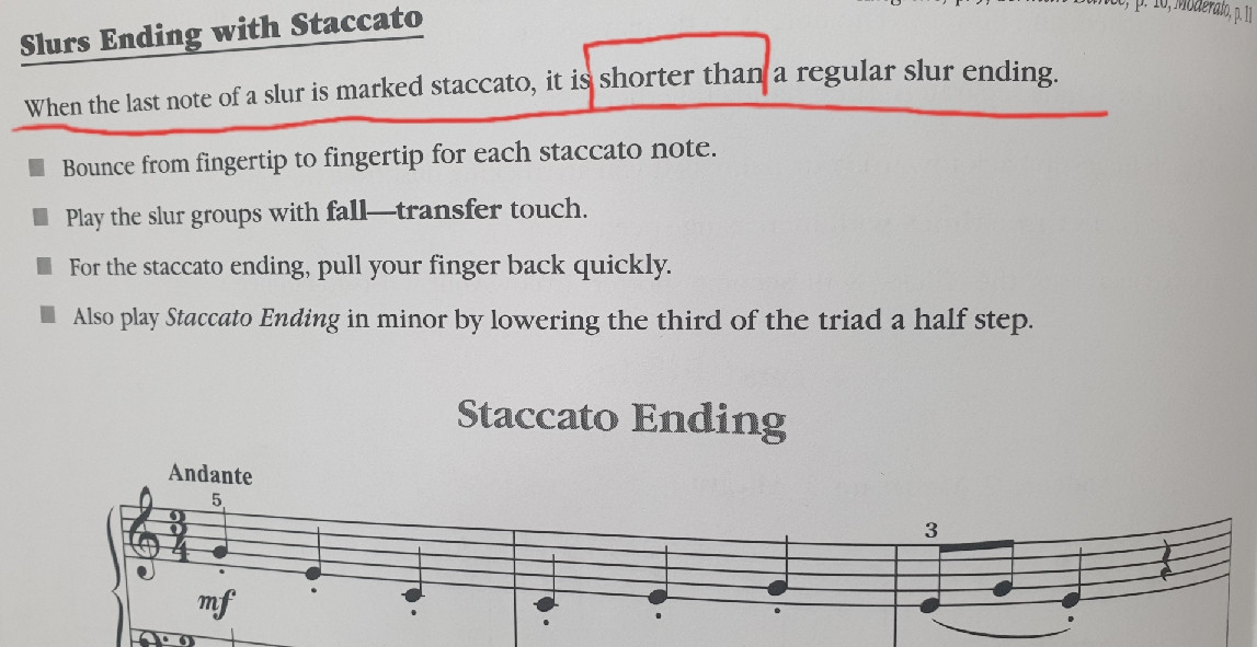 Ligaduras que terminan en staccato