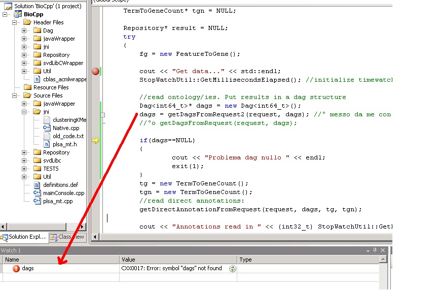 visual studio C++ 64bit, variable not found Stack Overflow