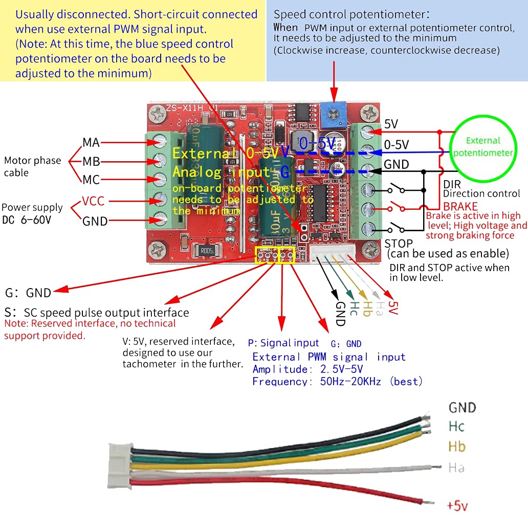 ZSX11H BLDC motor driver arduino GND connection Classic Nano