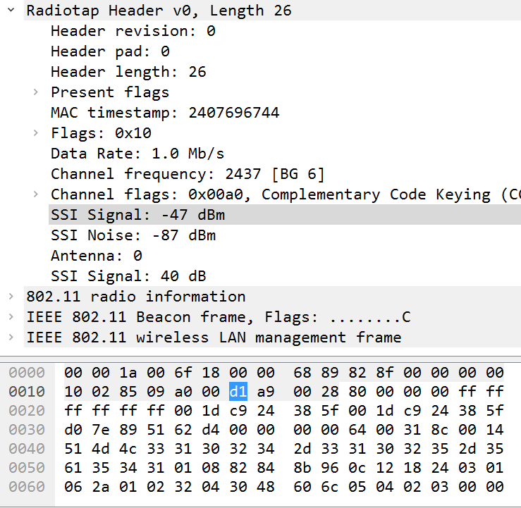 network What does SSI signal does mean in captured