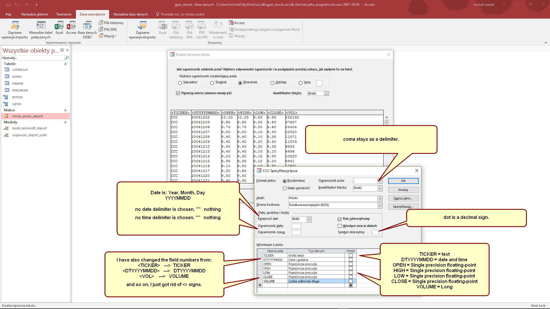 importing multiple *.csv files into access every file into separate