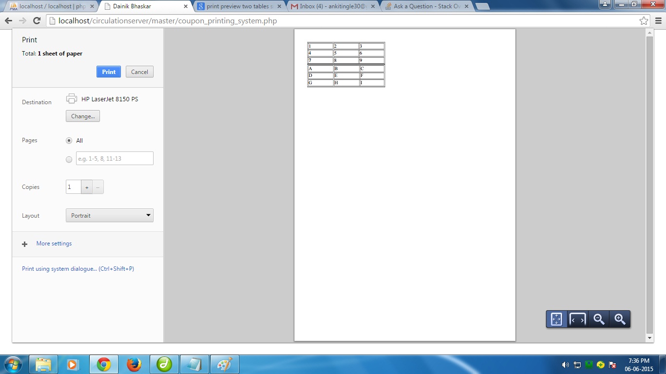 html css code to print preview two tables side by side Stack Overflow