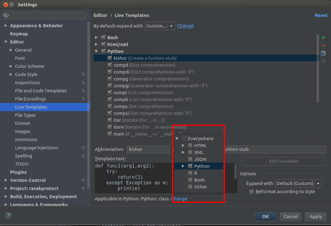 python Add a function template in PyCharm Stack Overflow