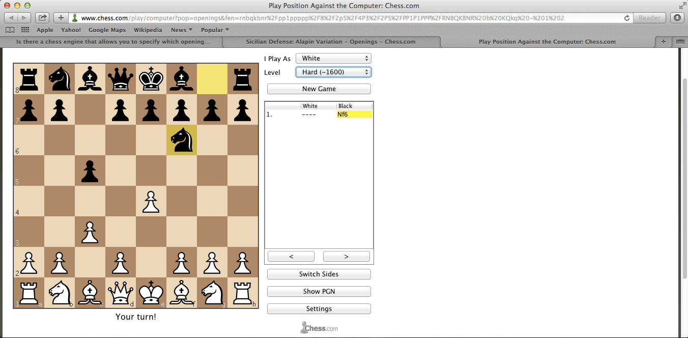 Is there a chess engine that allows you to specify which opening it