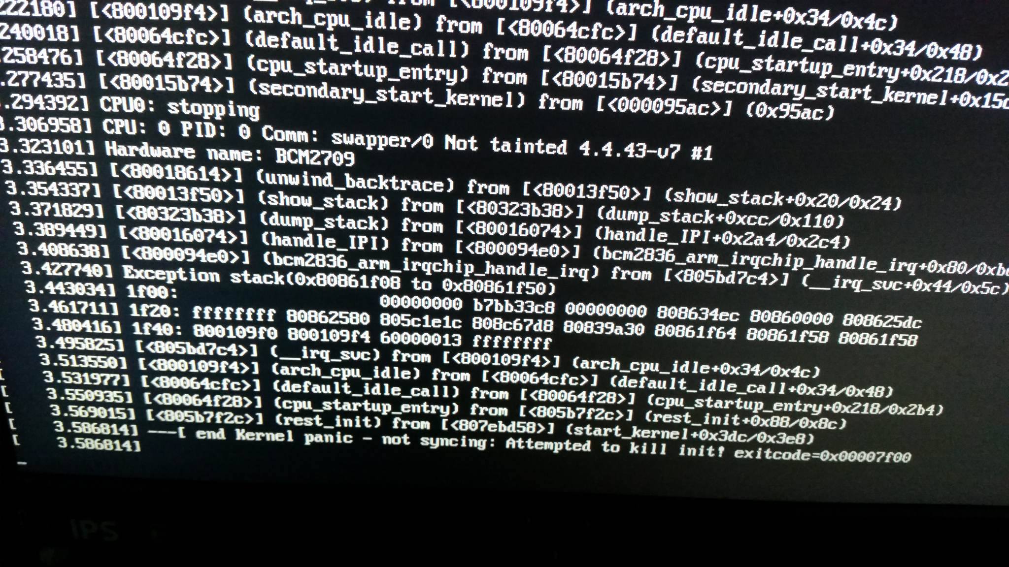 embedded linux (Buildroot raspberry pi 3) Kernel panic not syncing