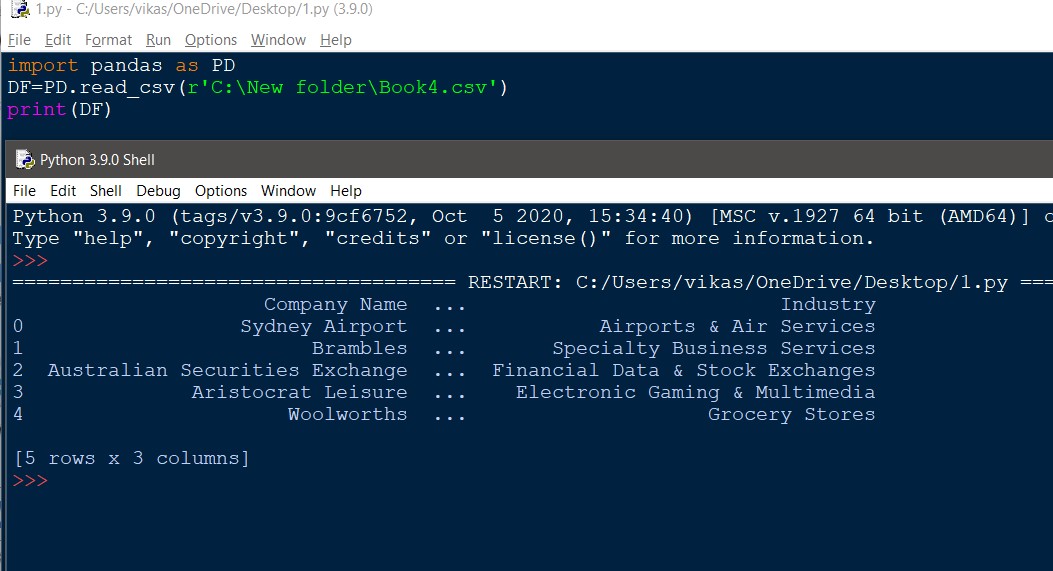 Problem printing a CSV file with pandas in python Stack Overflow