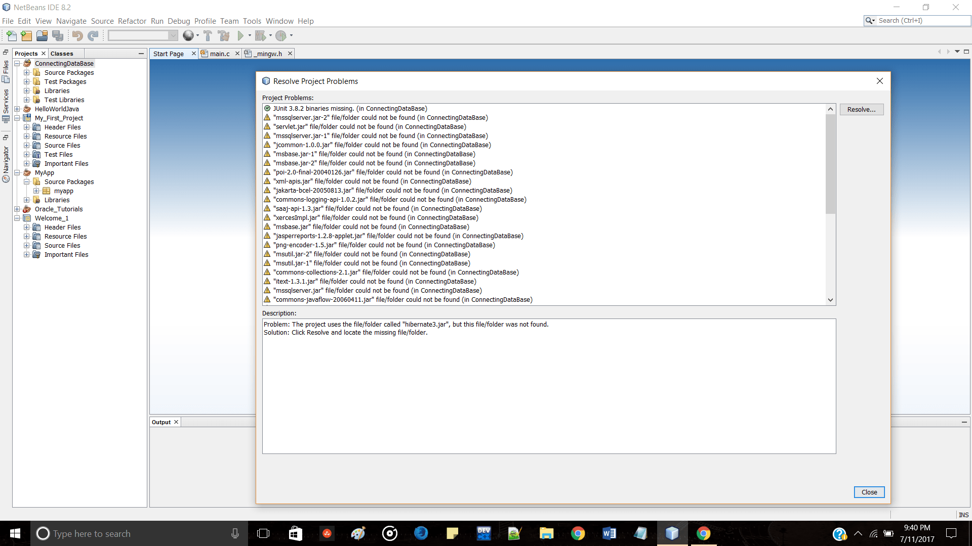 java Resolve Project Problems in NetBeans IDE(ConnectingDataBase