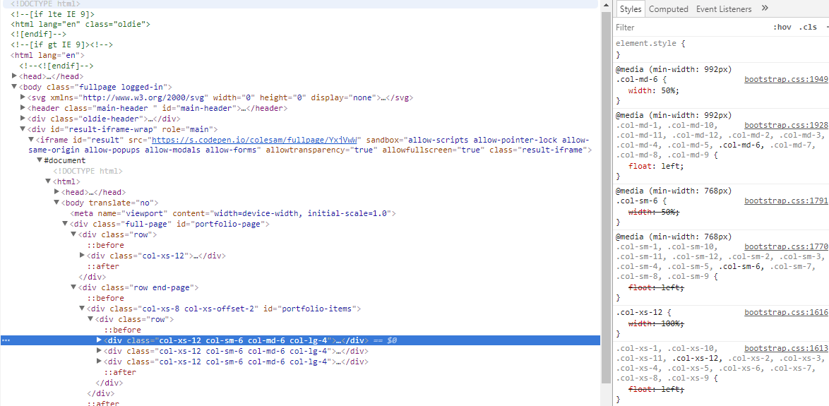 Html Bootstrap breakpoints not working properly in the chrome