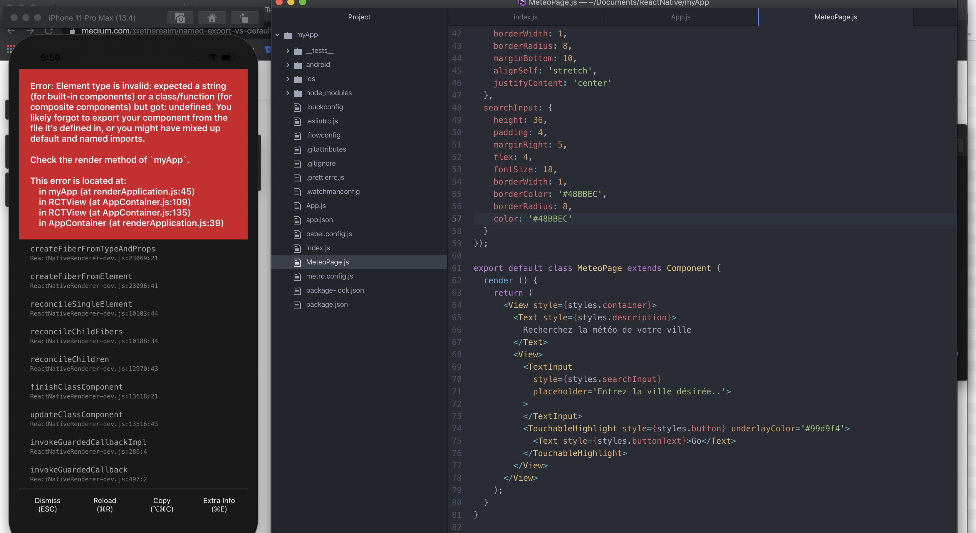 React Native error Element type is invalid expected a string or a