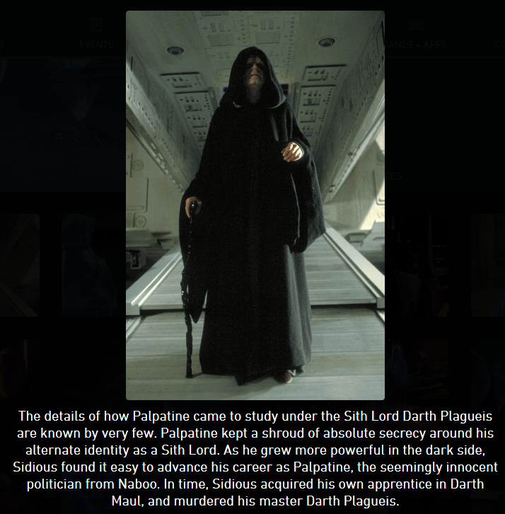 ¿Cómo sabemos que Darth Plagueis era el maestro de Sidious?