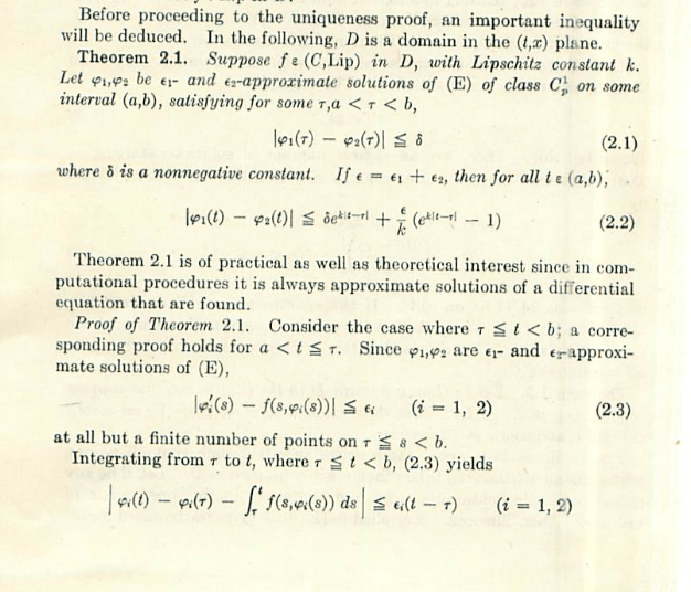 ordinary differential equations Inequality in Coddington Uniqueness