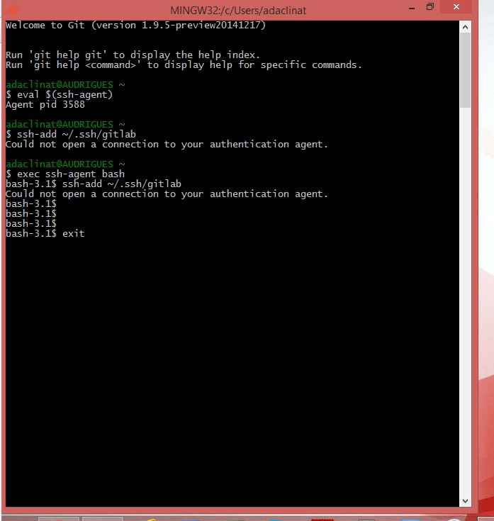git bash sshadd Could not open a connection to your authentication