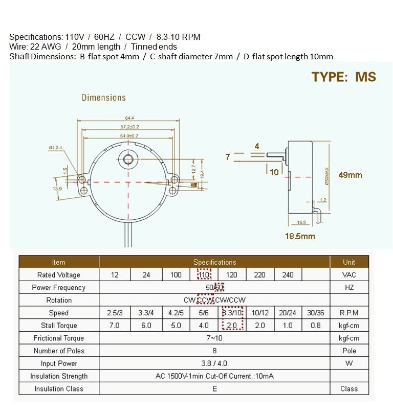 watts If a 110 volt motor asks for 4W does that mean I will have to