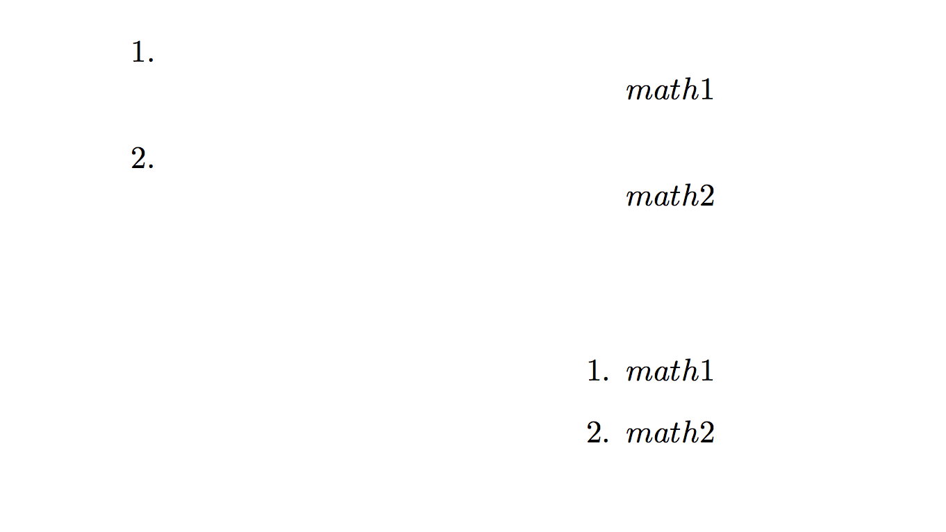 enumerate Centered math in enumeration TeX LaTeX Stack Exchange