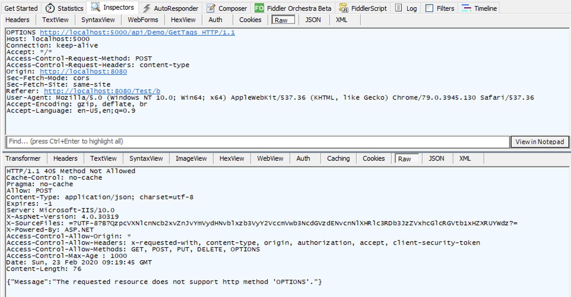 CORS Response to preflight request doesn't pass access