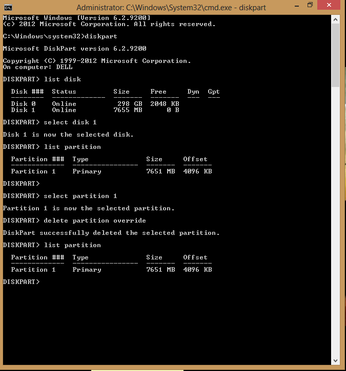 command line Deleting external drive with healthy (primary partition