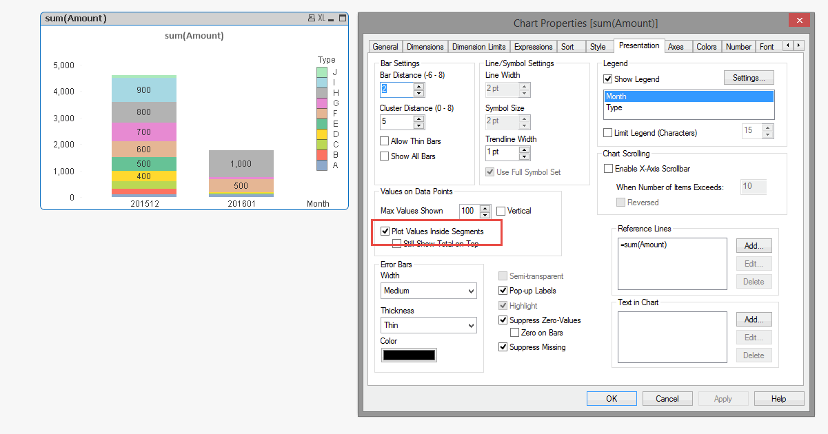 TOTAL in bar chart in qlikview Stack Overflow