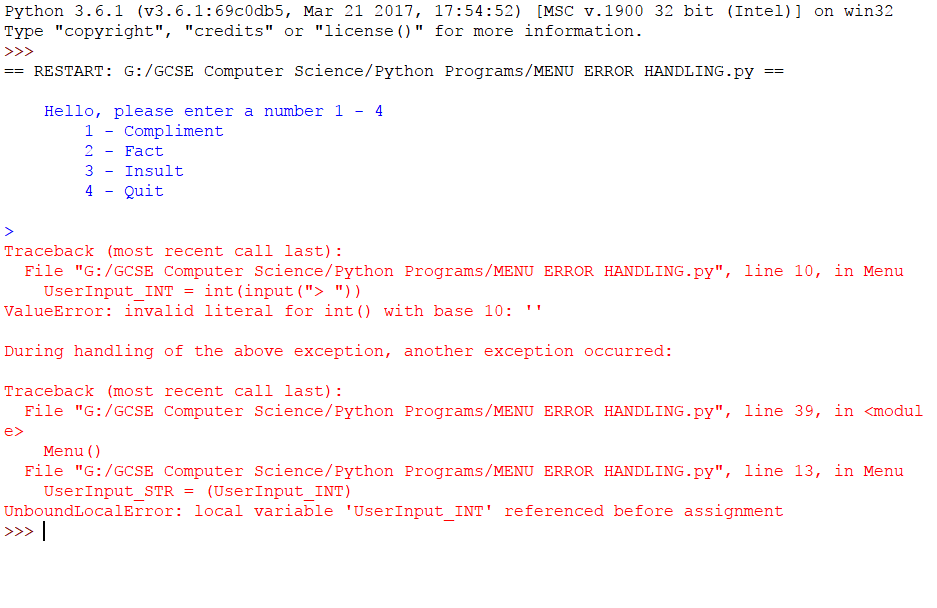 python UnboundLocalError TRY EXCEPT STATEMENTS Stack Overflow