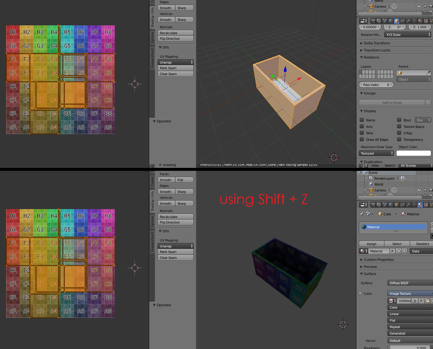 texturing Texture won't appear except for when I press shift + z