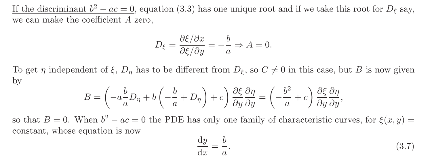 partial derivative Why is the family of characteristics for a second