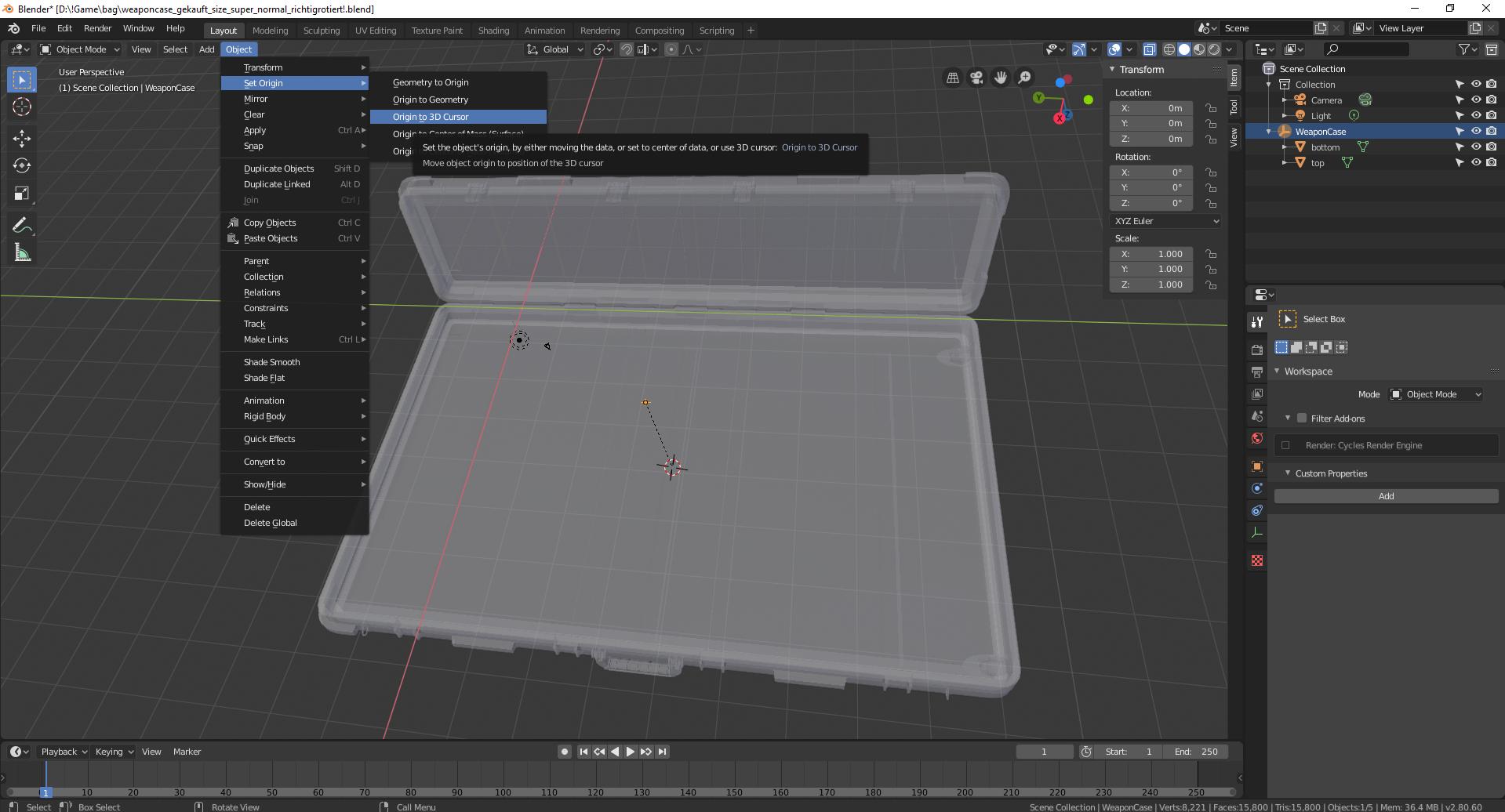 Setting origin of empty "group" object Blender Stack Exchange