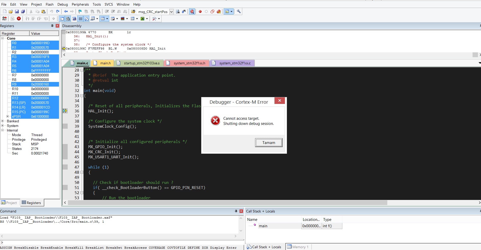 stm32 STM32F103 Debug Error Cannot Access Target Electrical