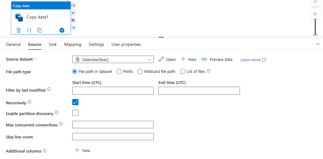How can I configure Azure Data Factory to create Table Storage tables during a copy activity