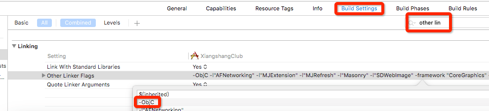 swift cardio exception about Please add ObjC to 'Other Linker