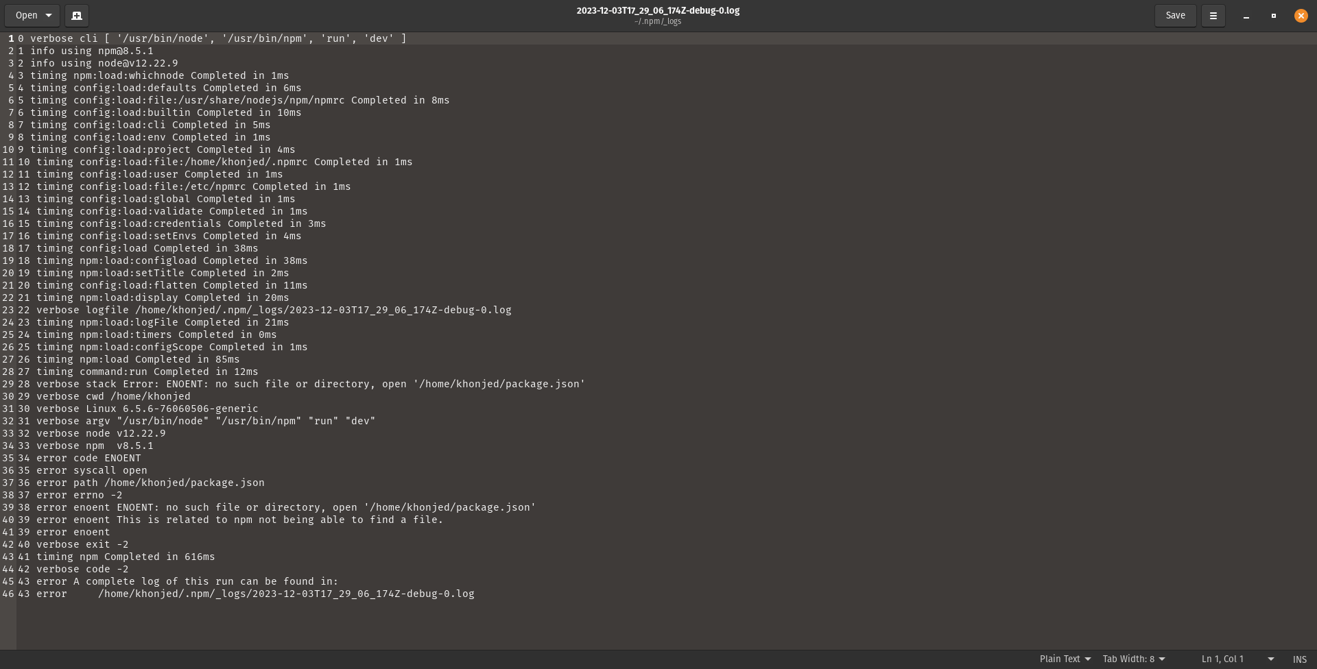 node.js npm run dev not working, after installing everything that was