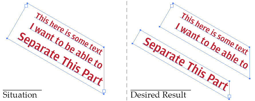 How to separate a rotated text box into two in Illustrator? Graphic