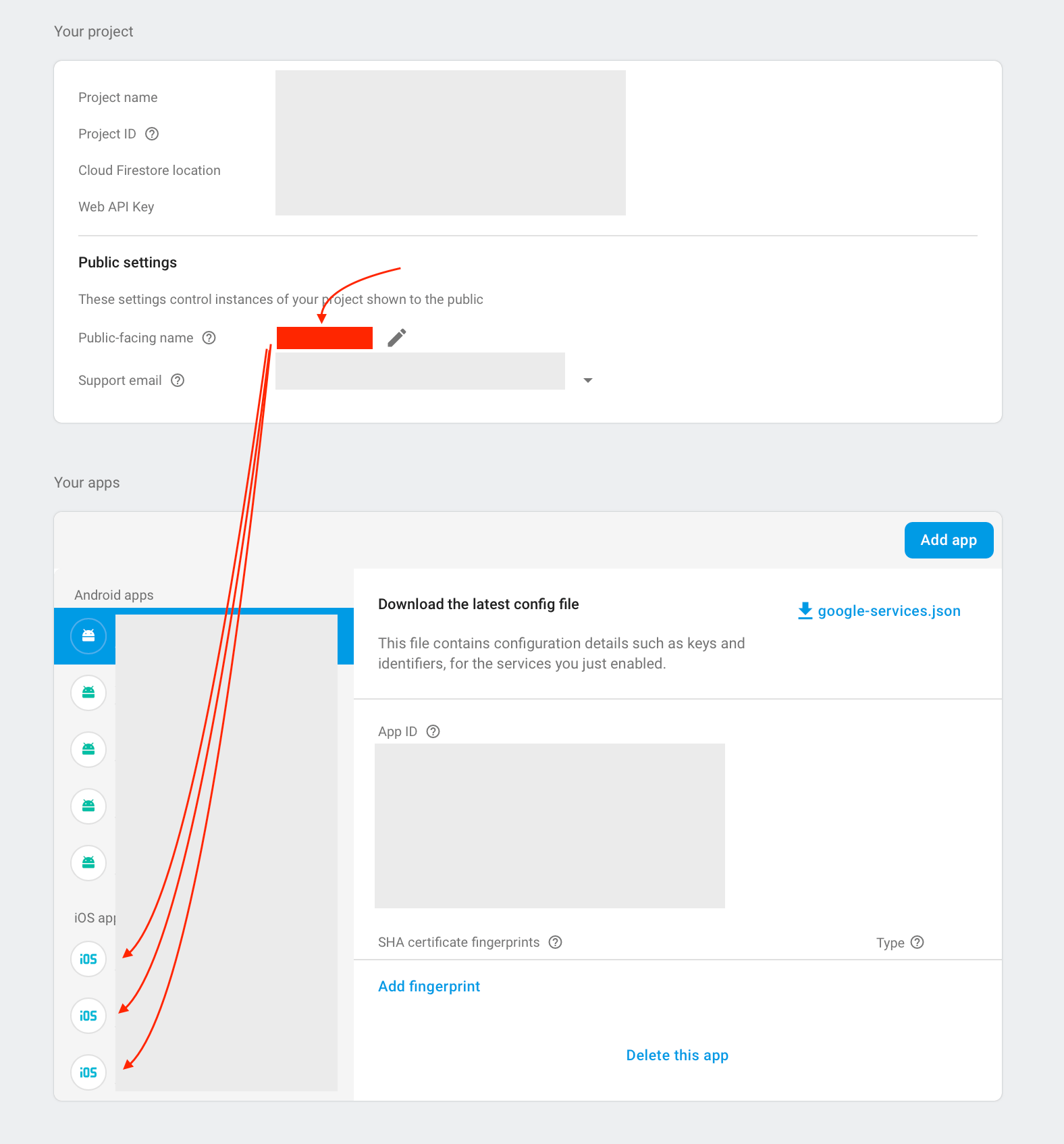 How to change app name displayed in Google Signin page using Firebase