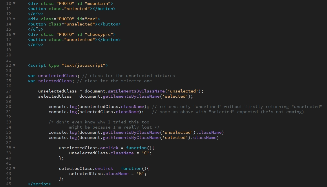 javascript element.className only returns "undefined" Stack Overflow