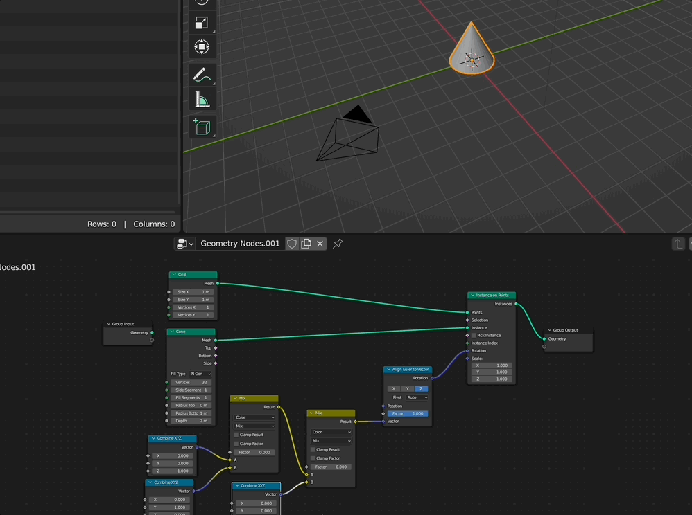 Changing Rotation Angle Using Align Euler to Vector Node Blender
