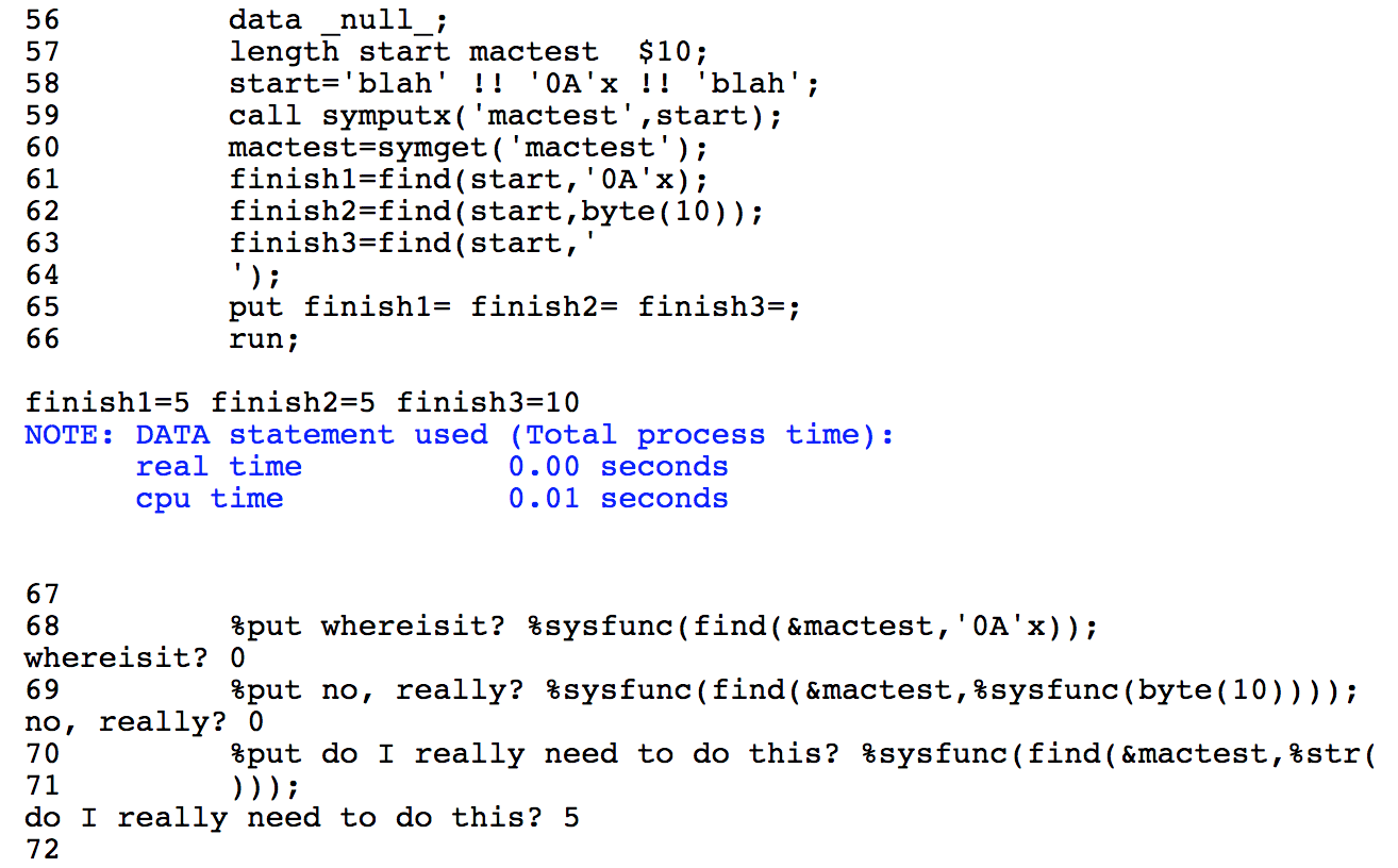How to reference control characters (eg CRLF) in SAS Macro Variable