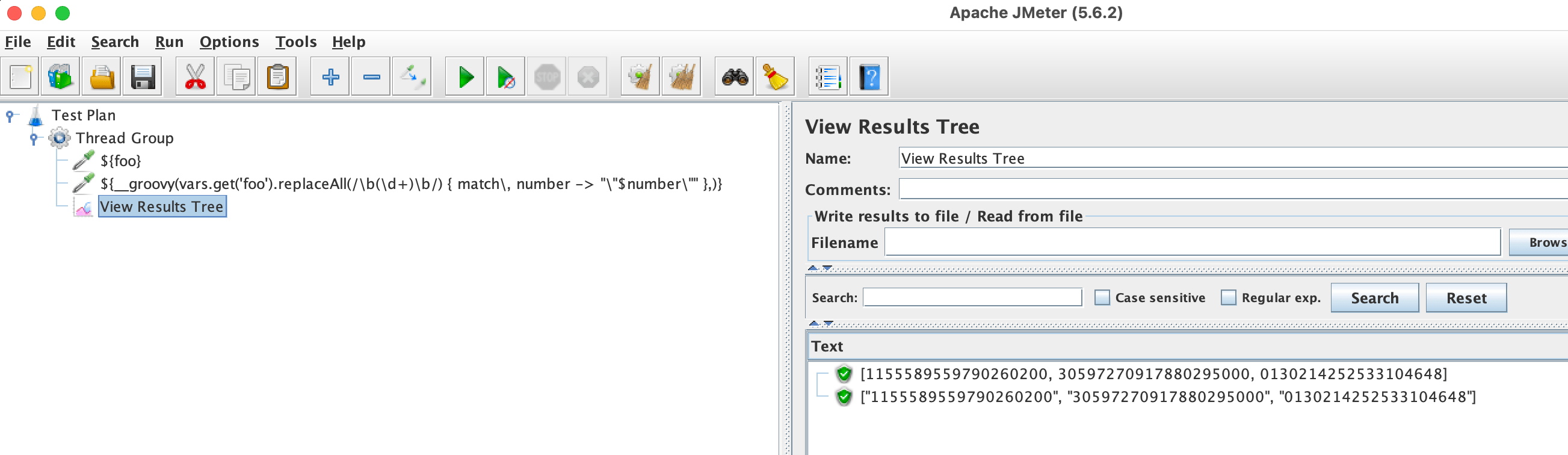 Converting an array of values into an array of strings in JMeter