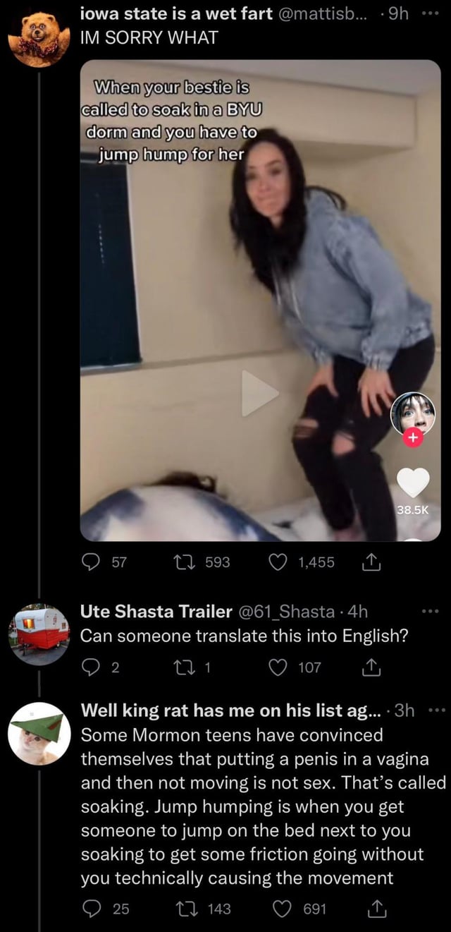 sexuality Do Mormon teens practice "soaking" and "jump humping