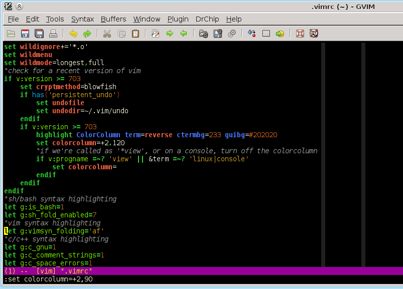 gvim Line length highlighting works correctly in console Vim, not GUI Super User