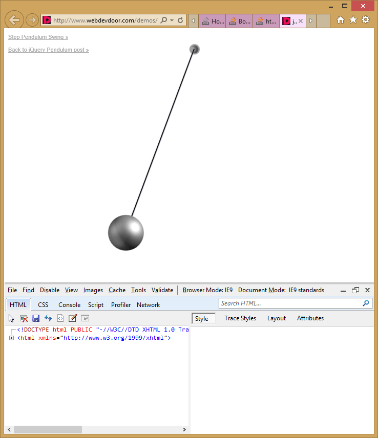 html jQuery pendulum not working in ie9 Stack Overflow
