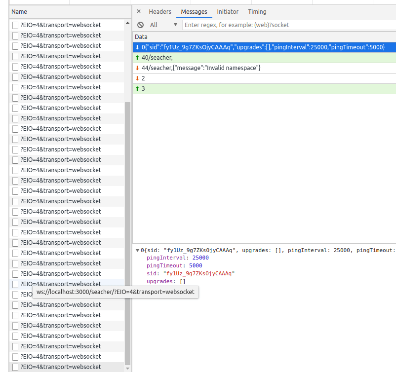 Socket.io Namespace List Paraphrased Javascript