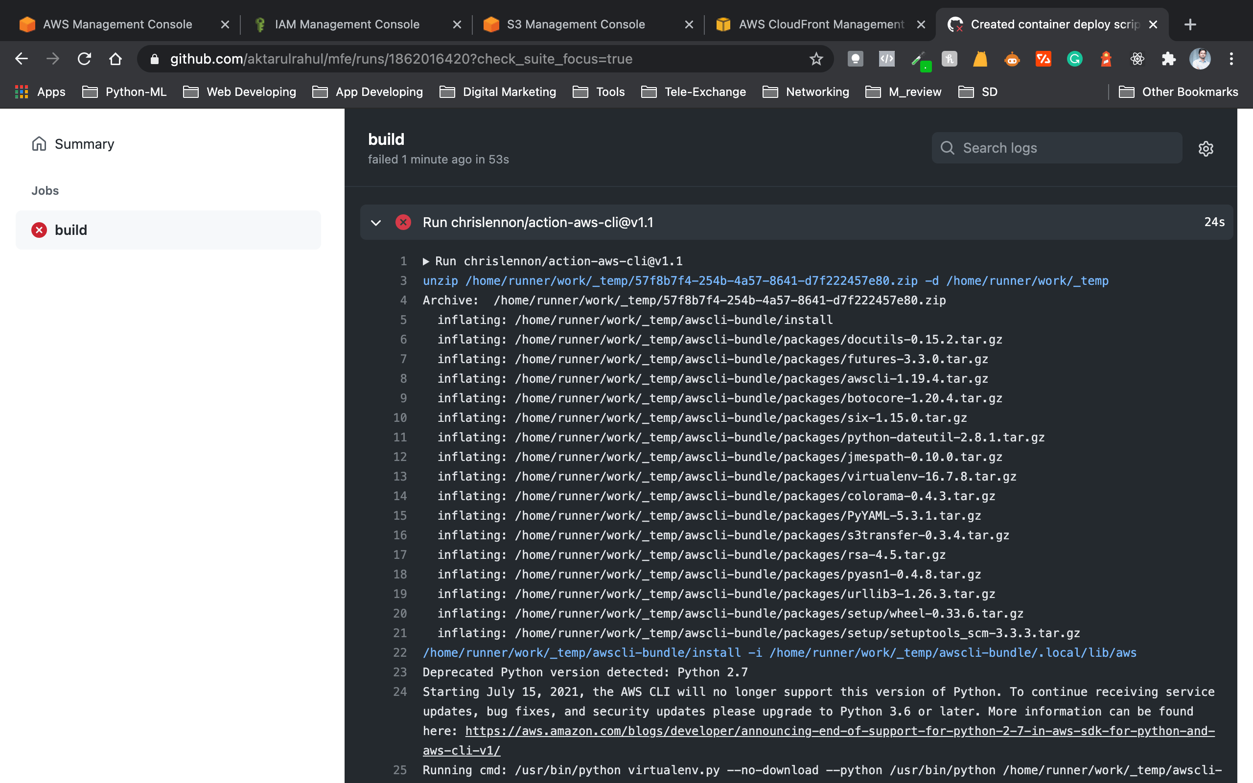 amazon web services Deploy to AWS S3 sync with github Stack Overflow