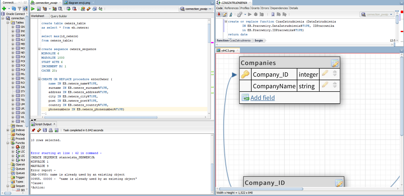 Changing size image in Oracle window and problem with Script Output