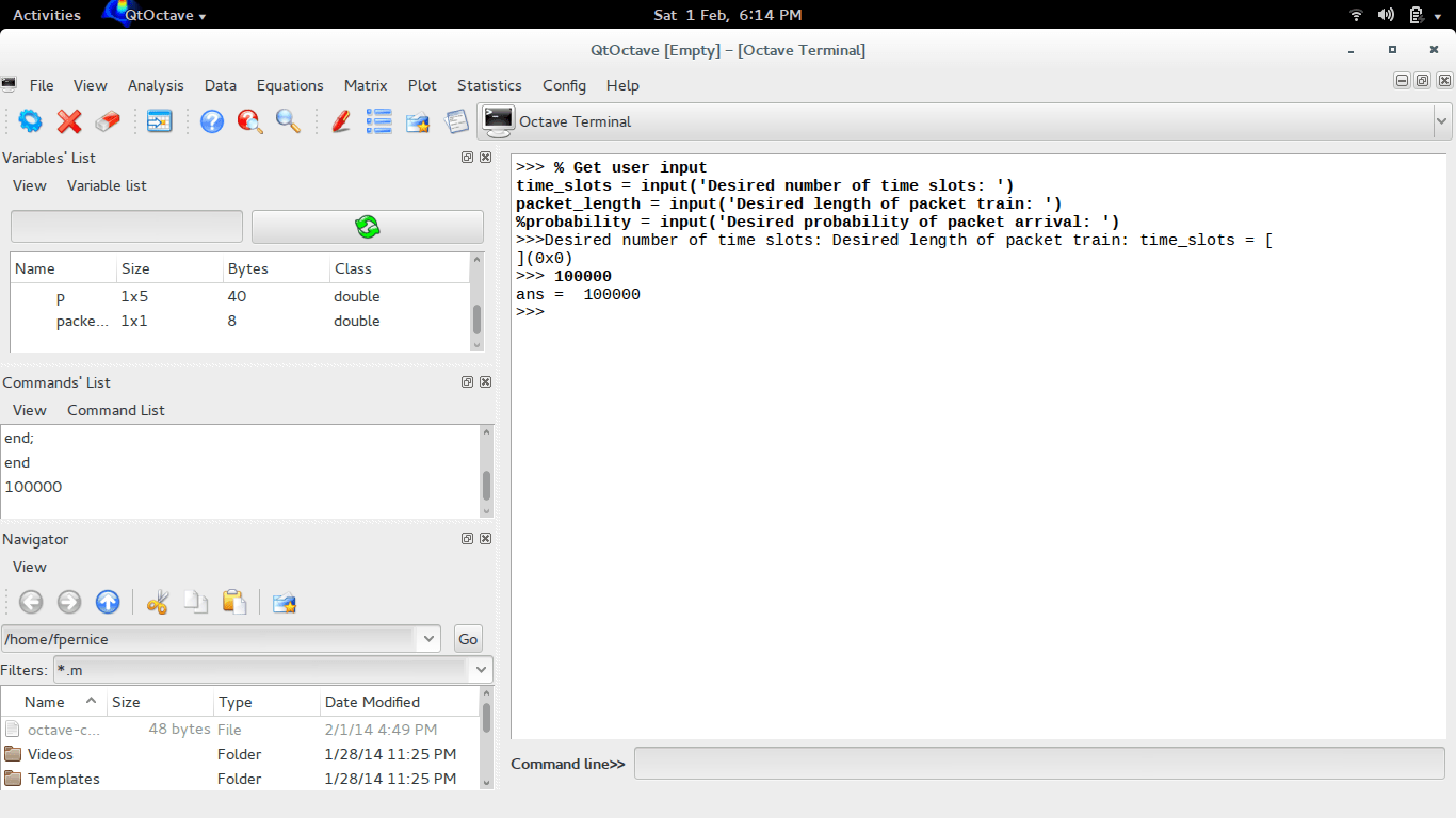Scanning for user input in MATLAB or Octave (when writing a .m file