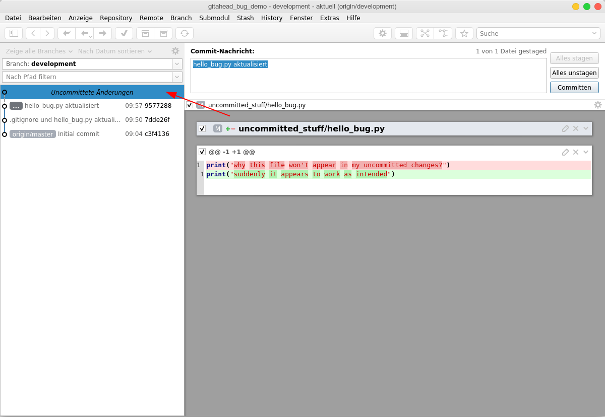 Permission problems? Can't see my changes in GitAhead