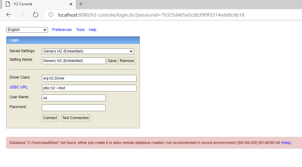 java h2 in memory database springboot Stack Overflow